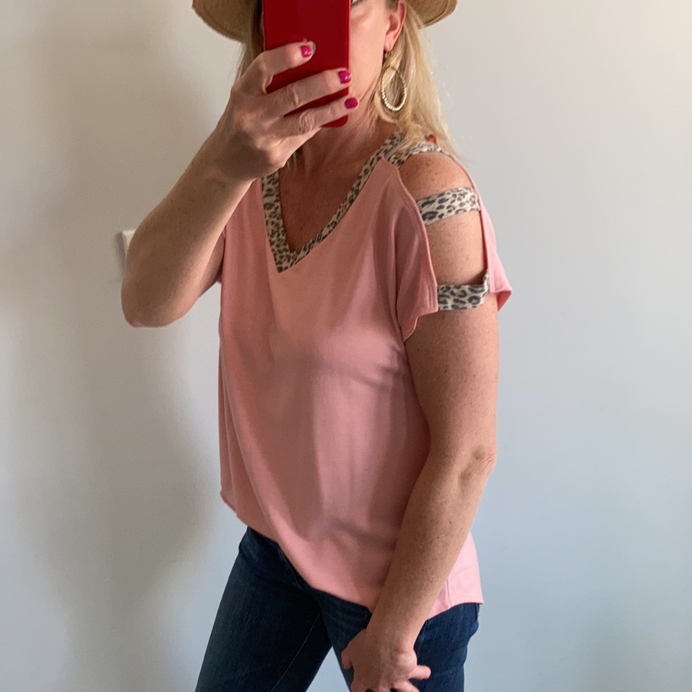 Blush V Neck, Cold Shoulder Top - Picture 3 of 8